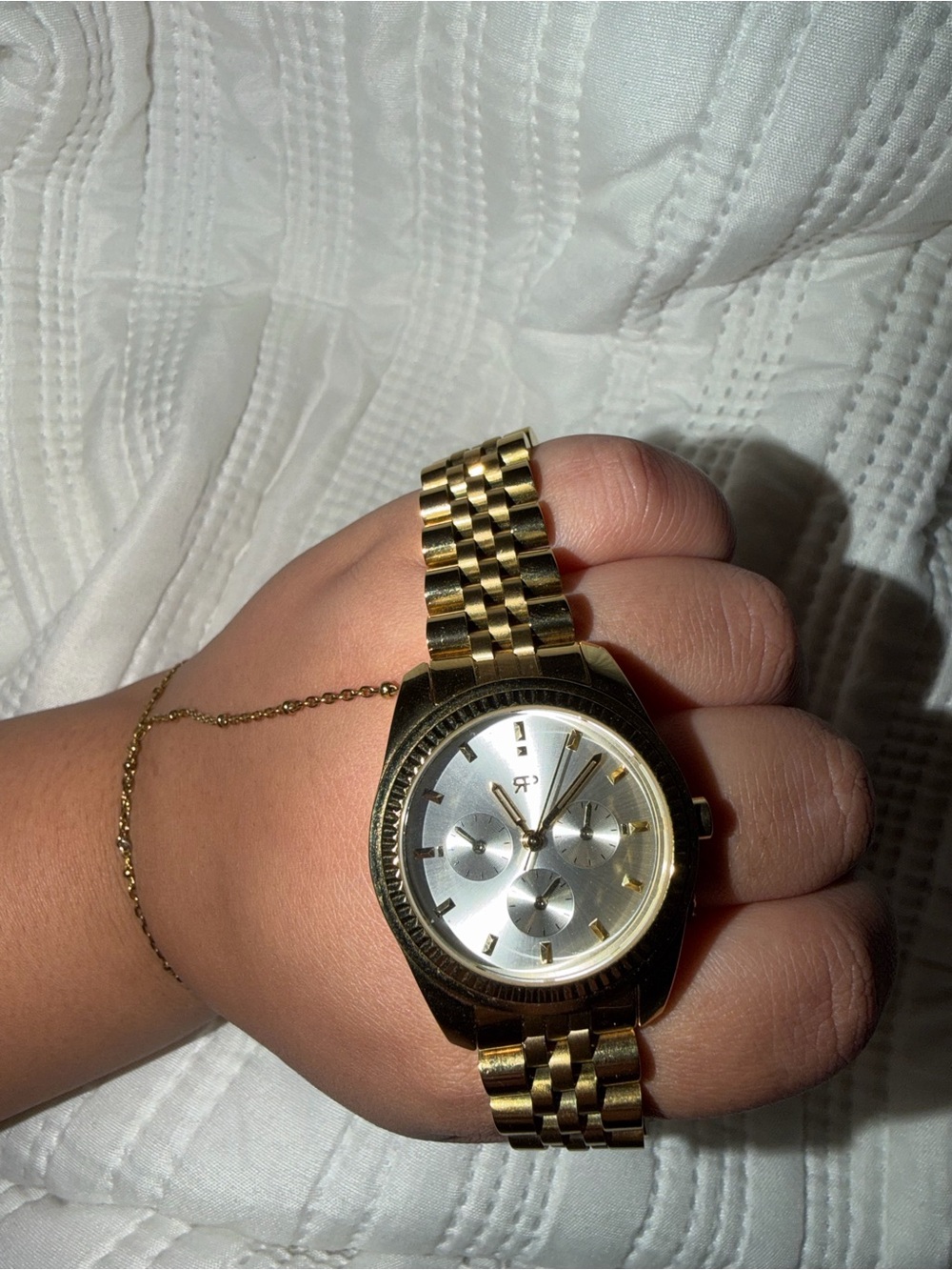 Gold Stainless Steel Chronograph Watch - Gold